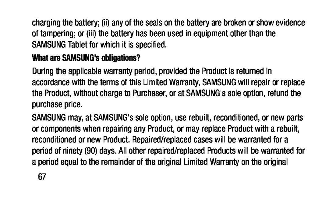 What are SAMSUNG's obligations Galaxy Note Pro 12.2 Wi-Fi