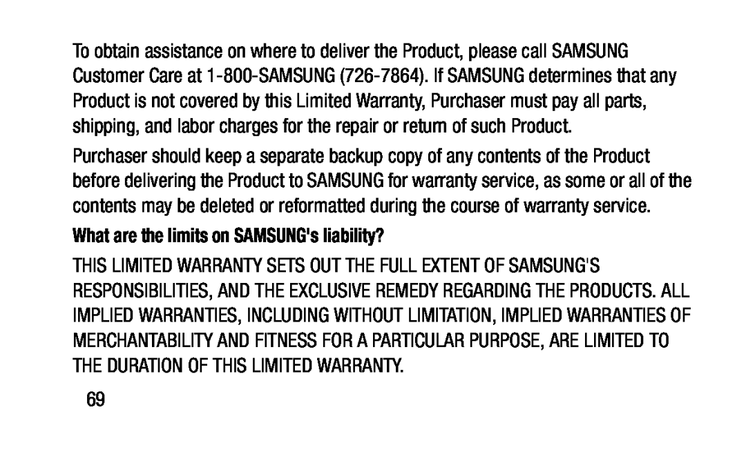 What are the limits on SAMSUNG's liability