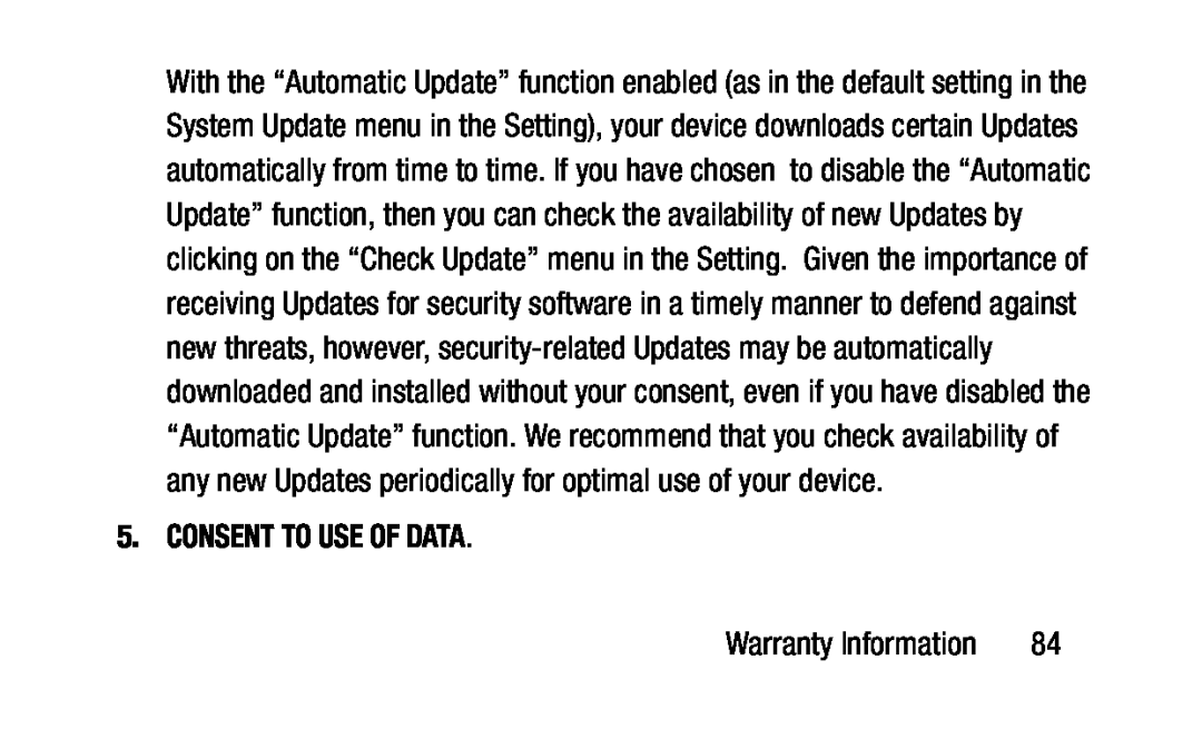 5. CONSENT TO USE OF DATA Galaxy Note Pro 12.2 Wi-Fi