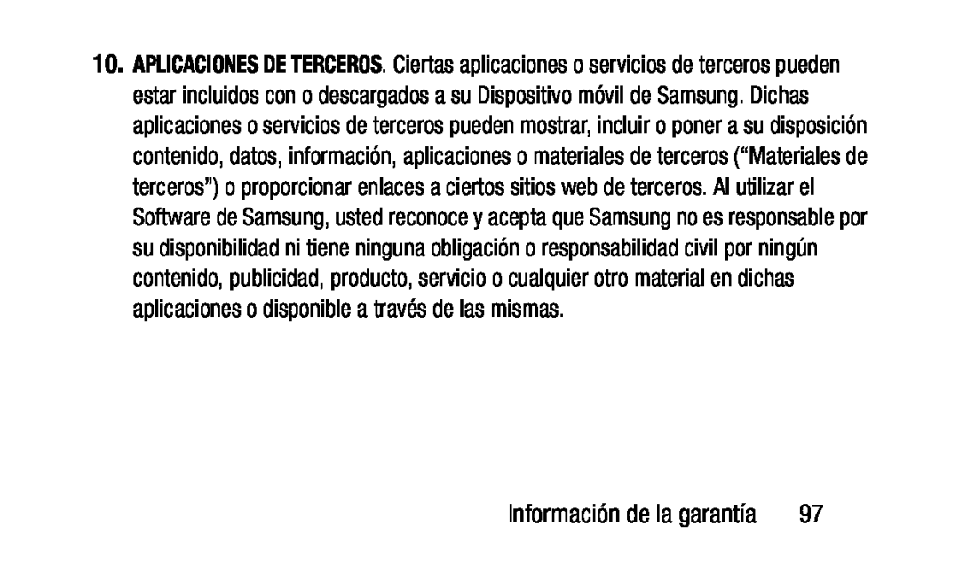 APLICACIONES DE TERCEROS Información de la garantía