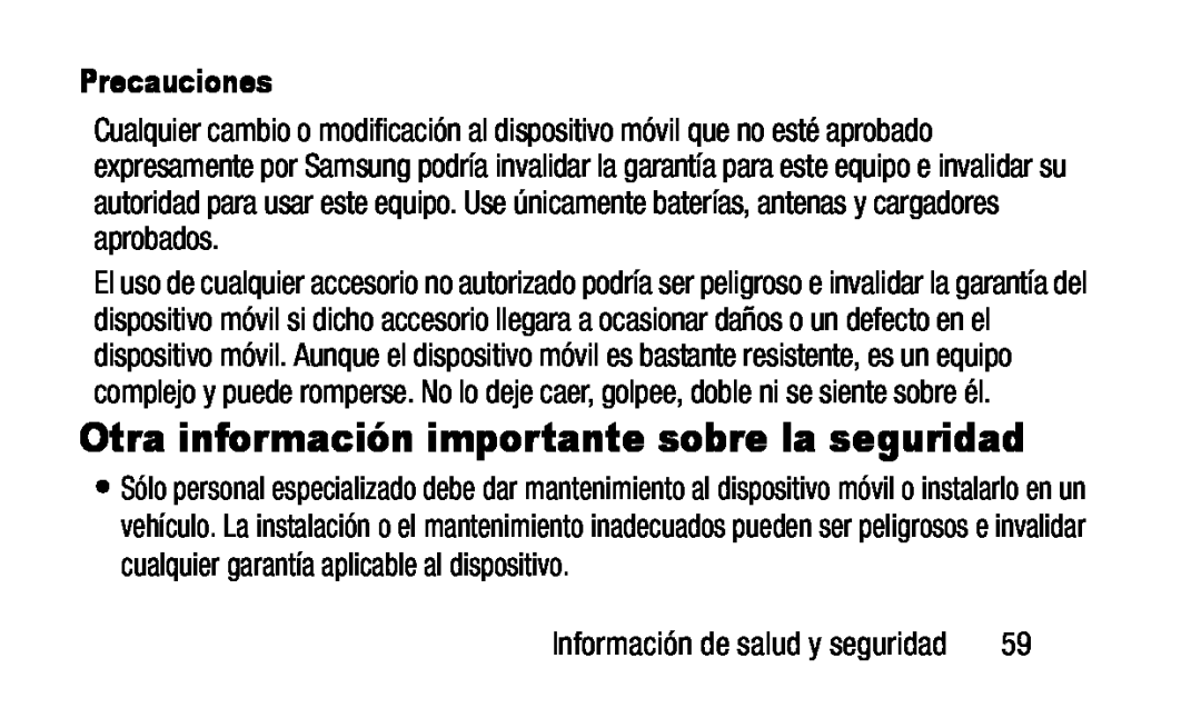 Precauciones Otra información importante sobre la seguridad