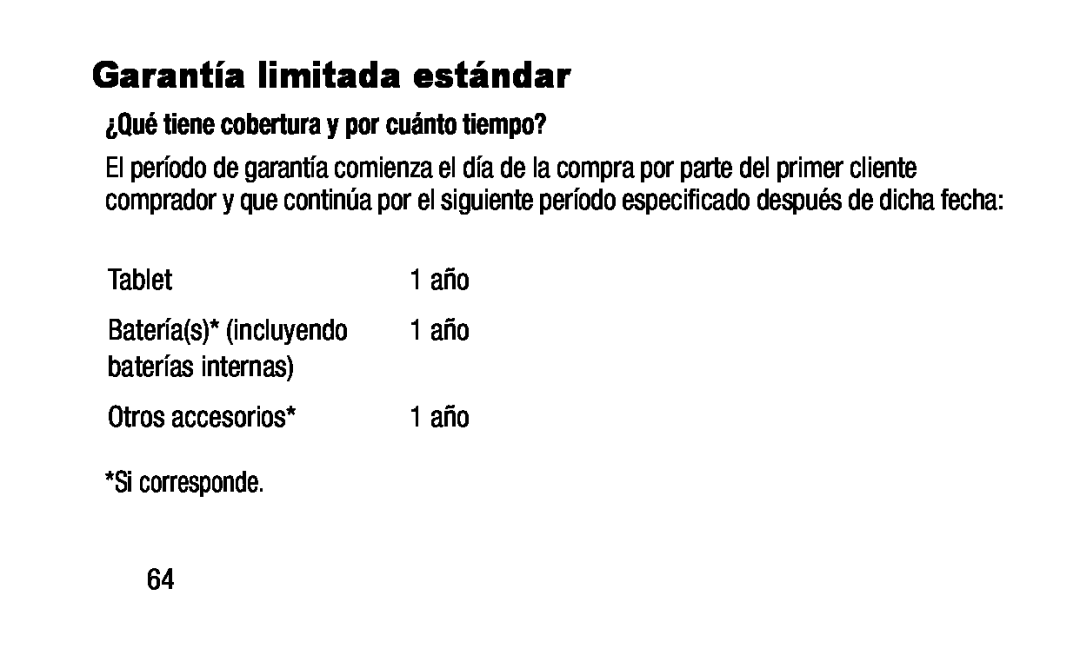 Garantía limitada estándar Galaxy Note Pro 12.2 Wi-Fi