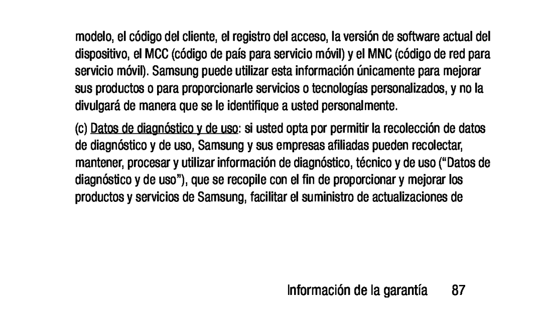 Información de la garantía Galaxy Note Pro 12.2 Wi-Fi