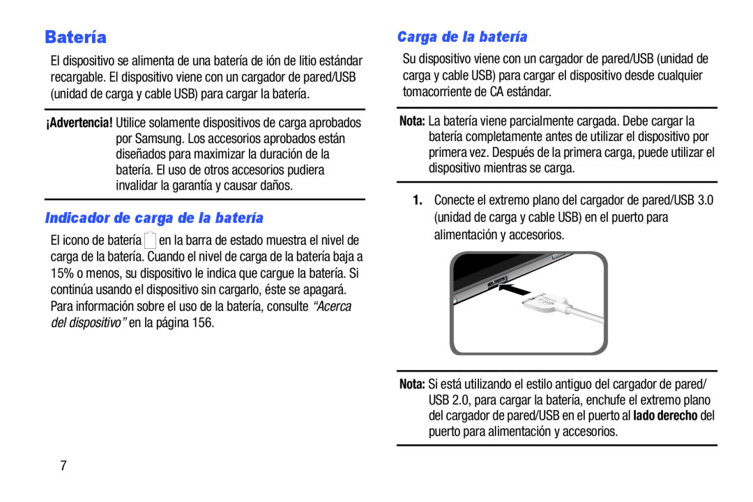 Carga de la batería Galaxy Note Pro 12.2 Wi-Fi