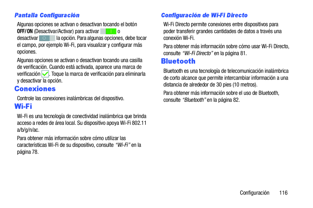 Pantalla Configuración Configuración de Wi-FiDirecto