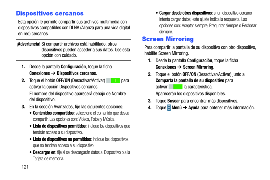 Dispositivos cercanos Screen Mirroring