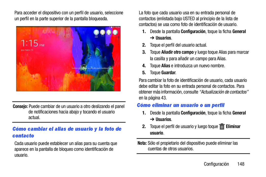 Cómo cambiar el alias de usuario y la foto de contacto Galaxy Note Pro 12.2 Wi-Fi