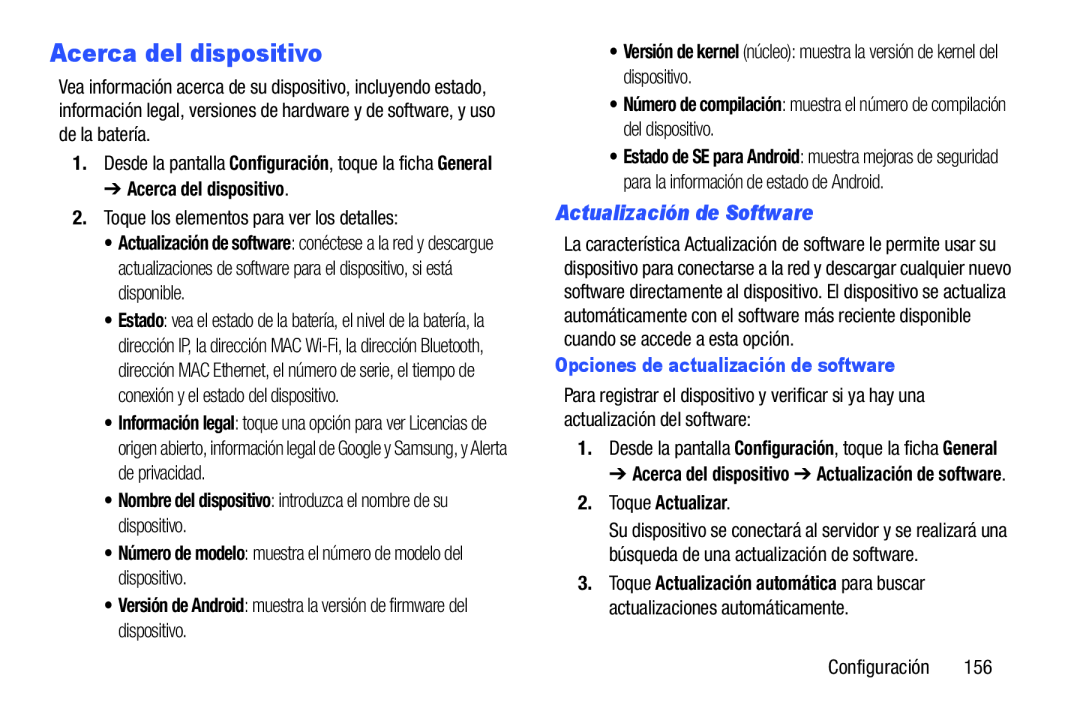 Actualización de Software Acerca del dispositivo