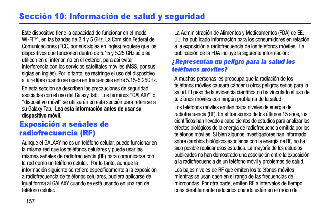 Sección 10: Información de salud y seguridad Galaxy Note Pro 12.2 Wi-Fi