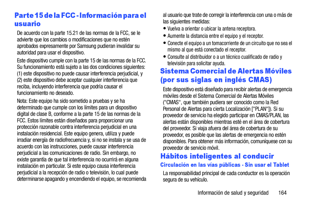 Parte15delaFCC-Informaciónparaelusuario Hábitos inteligentes al conducir