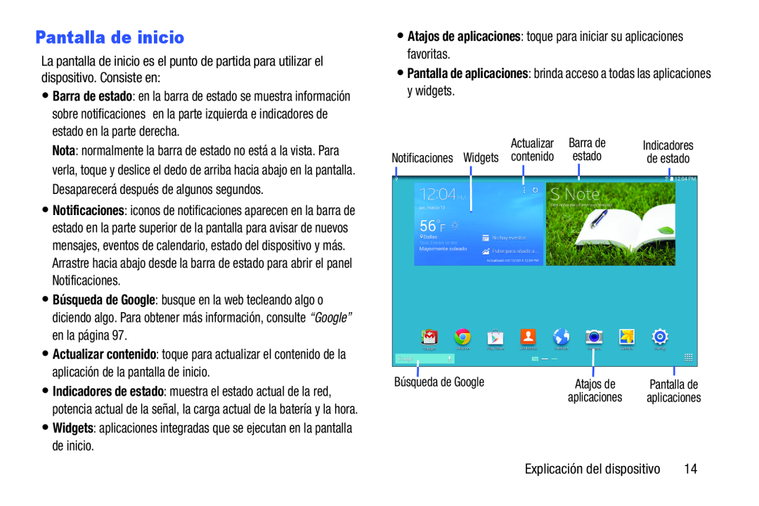 Pantalla de inicio Galaxy Note Pro 12.2 Wi-Fi