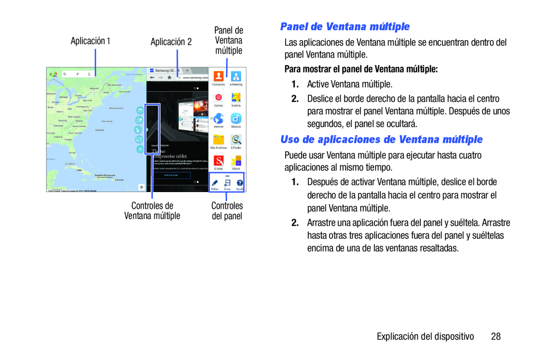 Panel de Ventana múltiple Uso de aplicaciones de Ventana múltiple