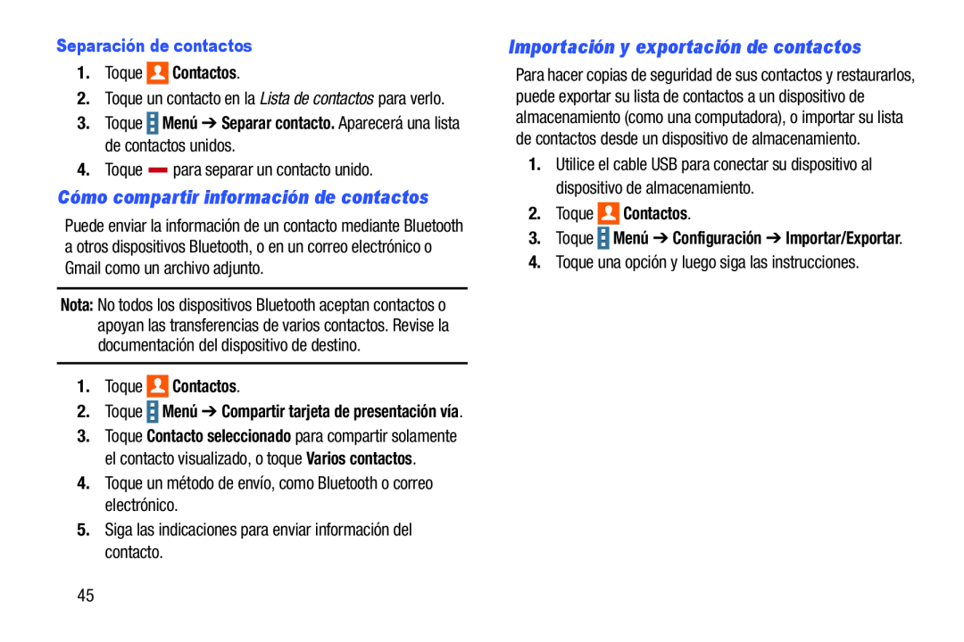 Cómo compartir información de contactos Importación y exportación de contactos