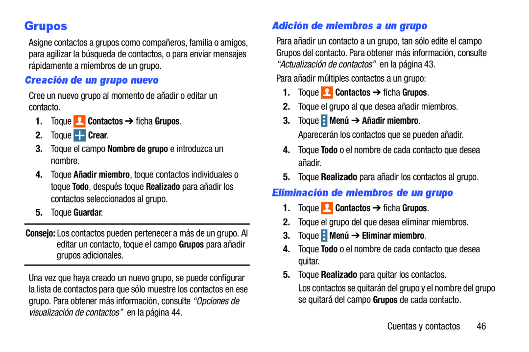 Eliminación de miembros de un grupo Galaxy Note Pro 12.2 Wi-Fi