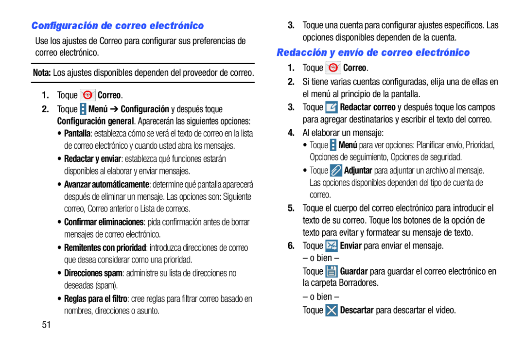 Configuración de correo electrónico Redacción y envío de correo electrónico