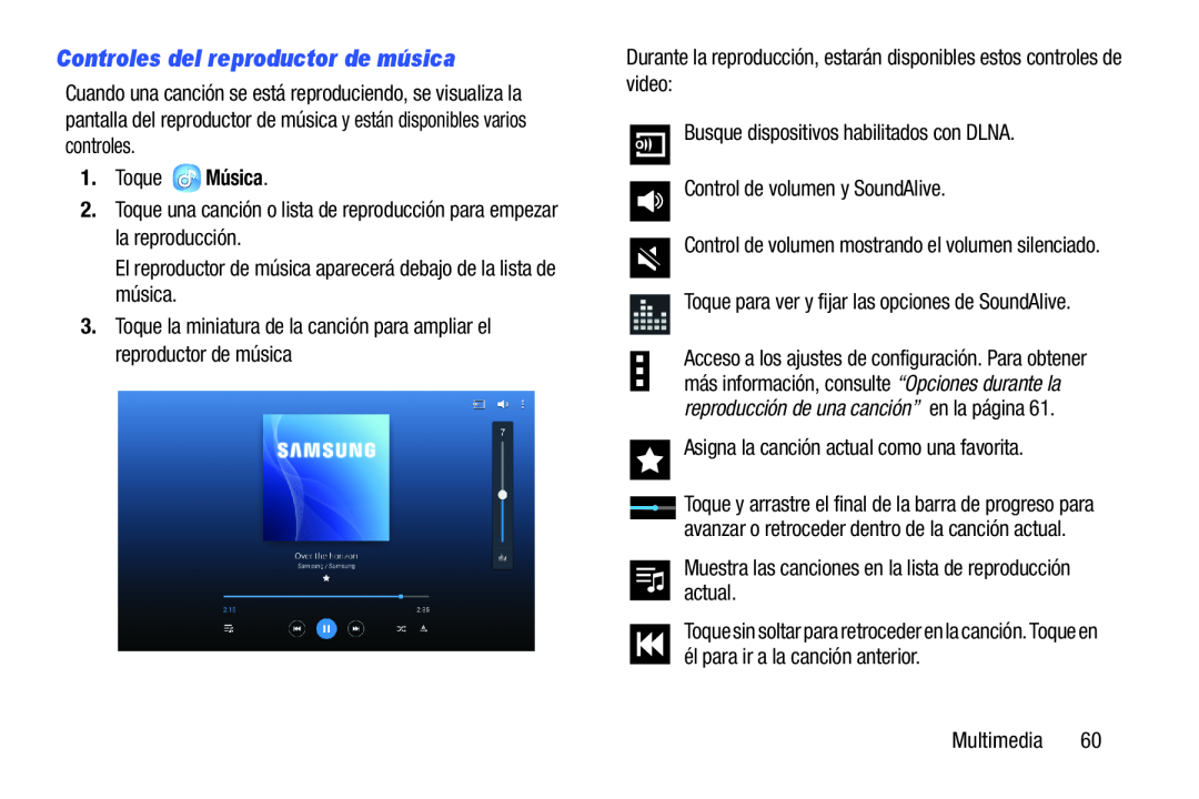 Controles del reproductor de música Galaxy Note Pro 12.2 Wi-Fi