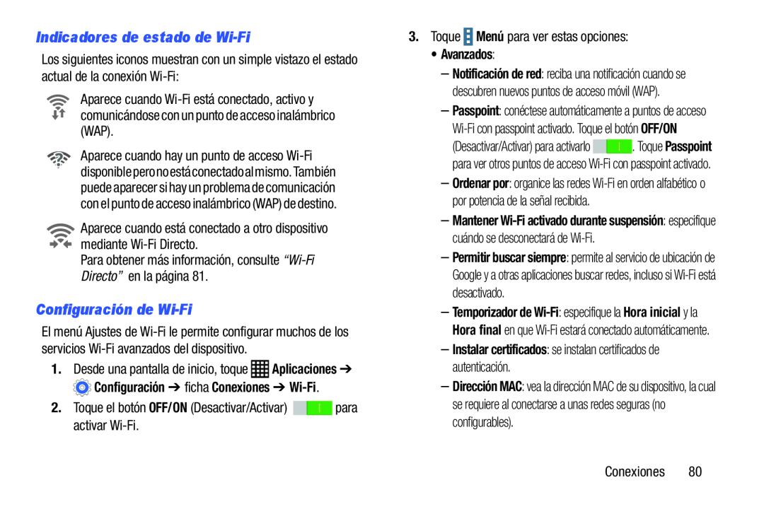 Indicadores de estado de Wi-Fi Galaxy Note Pro 12.2 Wi-Fi