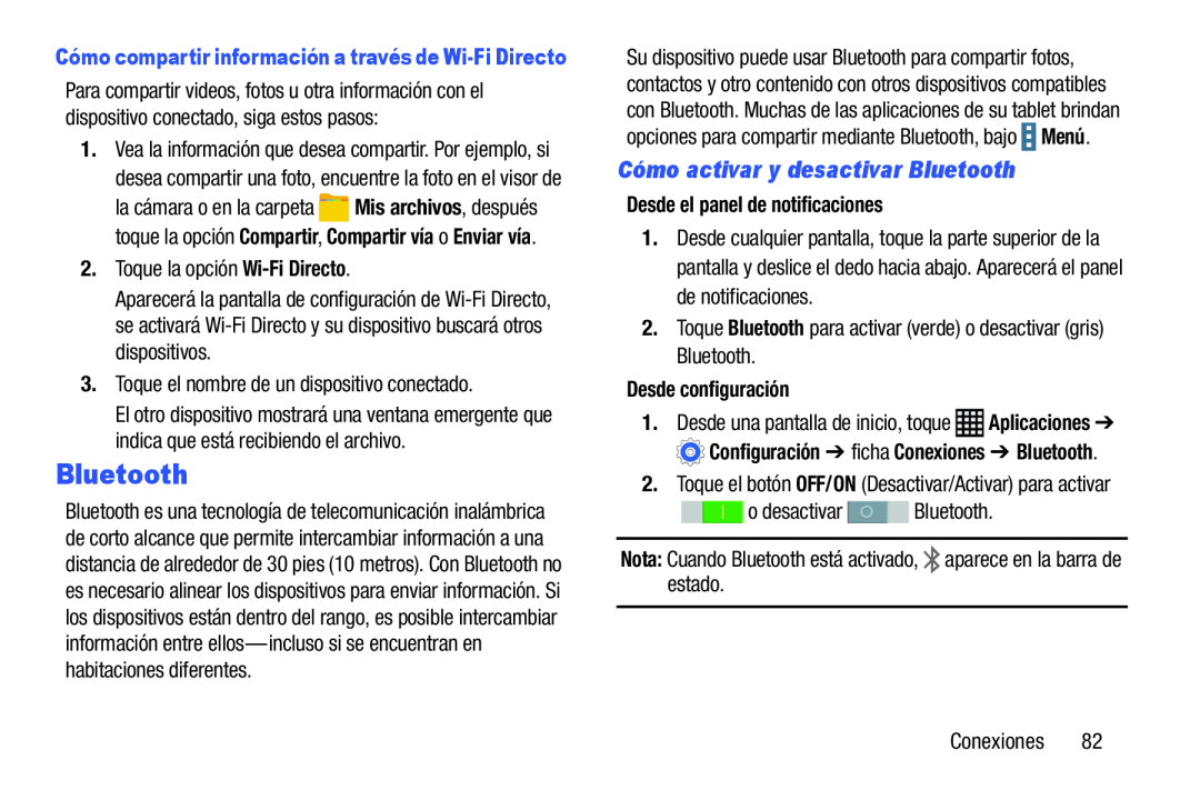 Cómo activar y desactivar Bluetooth Galaxy Note Pro 12.2 Wi-Fi