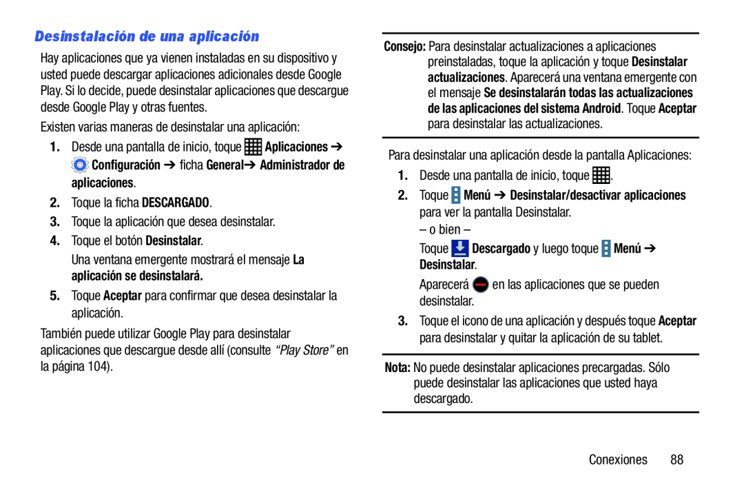 Desinstalación de una aplicación