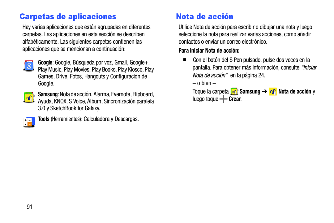 Carpetas de aplicaciones Galaxy Note Pro 12.2 Wi-Fi