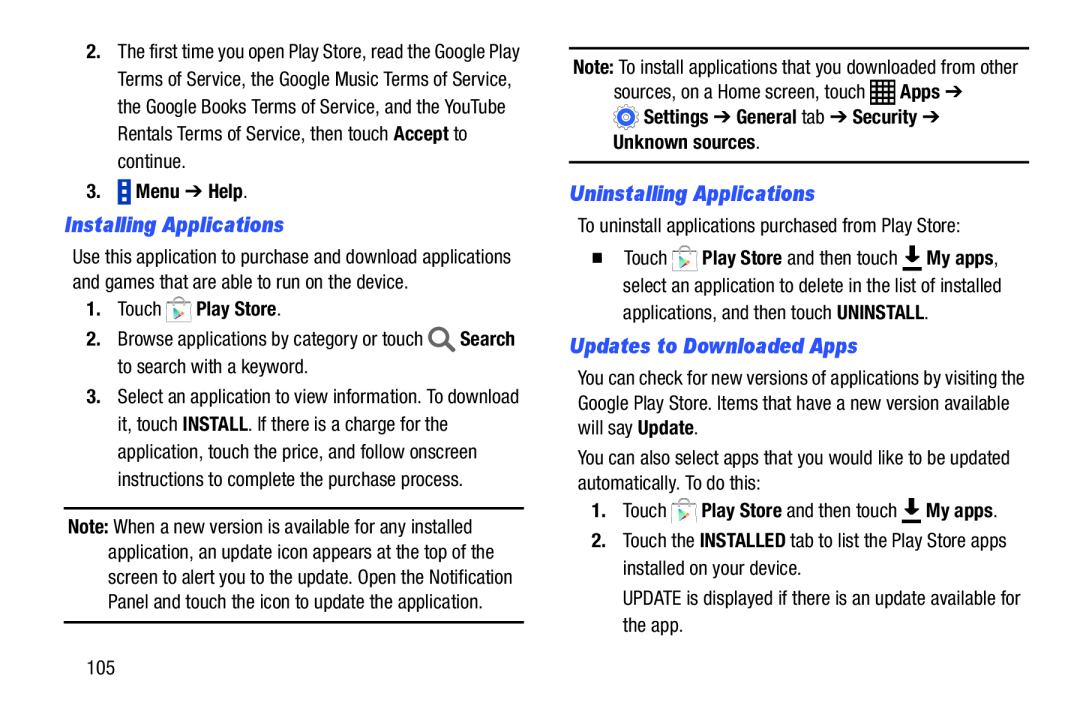 Uninstalling Applications Galaxy Note Pro 12.2 Wi-Fi