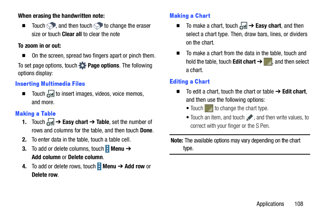 Editing a Chart Galaxy Note Pro 12.2 Wi-Fi