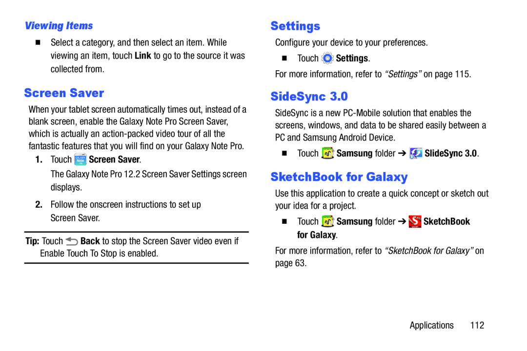 Settings Galaxy Note Pro 12.2 Wi-Fi