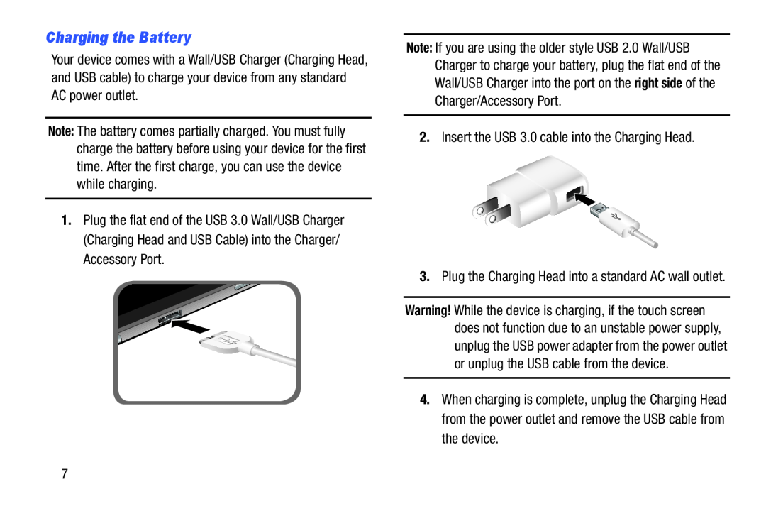 Charging the Battery Galaxy Note Pro 12.2 Wi-Fi