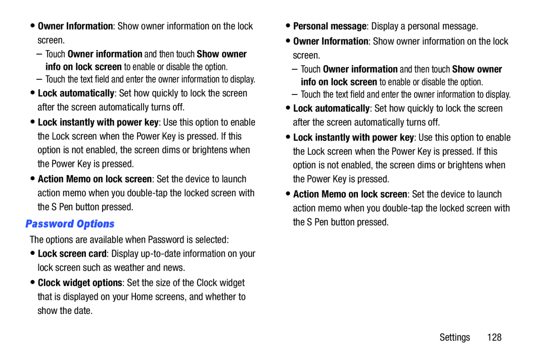 Password Options Galaxy Note Pro 12.2 Wi-Fi