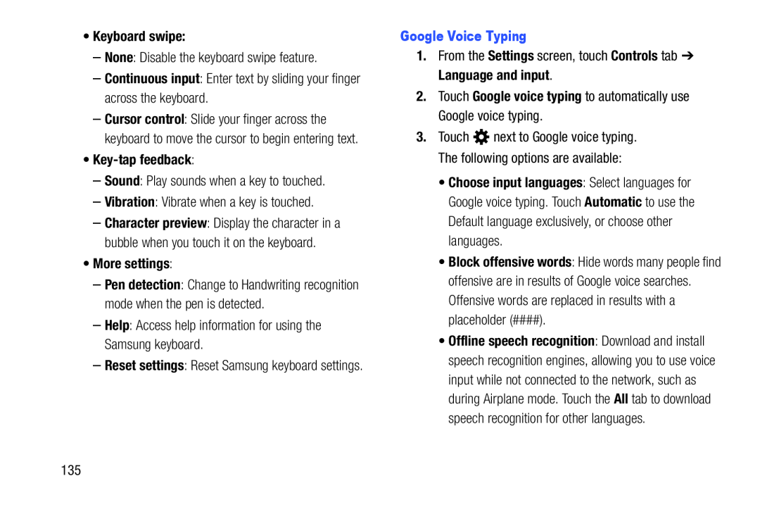 –Help: Access help information for using the Samsung keyboard Galaxy Note Pro 12.2 Wi-Fi