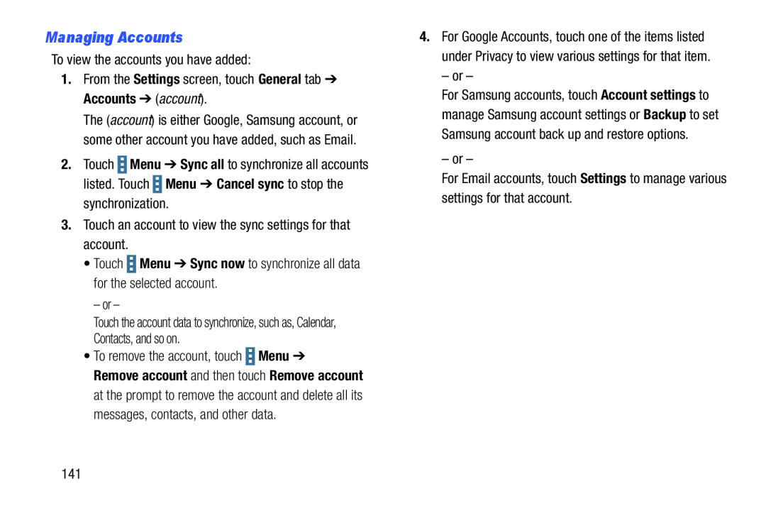 Managing Accounts Galaxy Note Pro 12.2 Wi-Fi