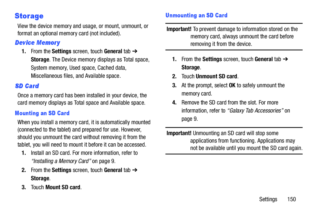 Device Memory Storage