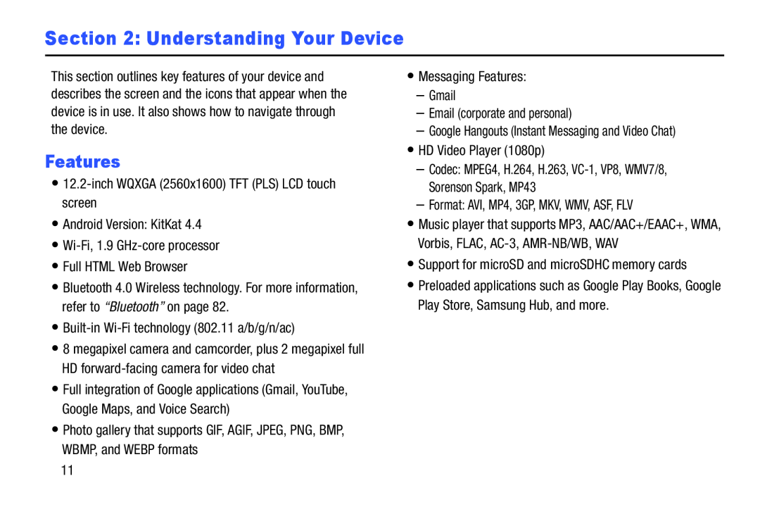 Features Galaxy Note Pro 12.2 Wi-Fi