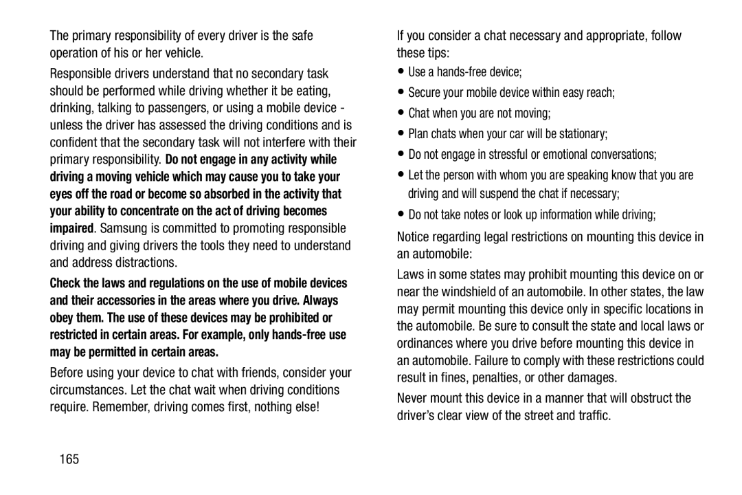 Notice regarding legal restrictions on mounting this device in an automobile: Galaxy Note Pro 12.2 Wi-Fi