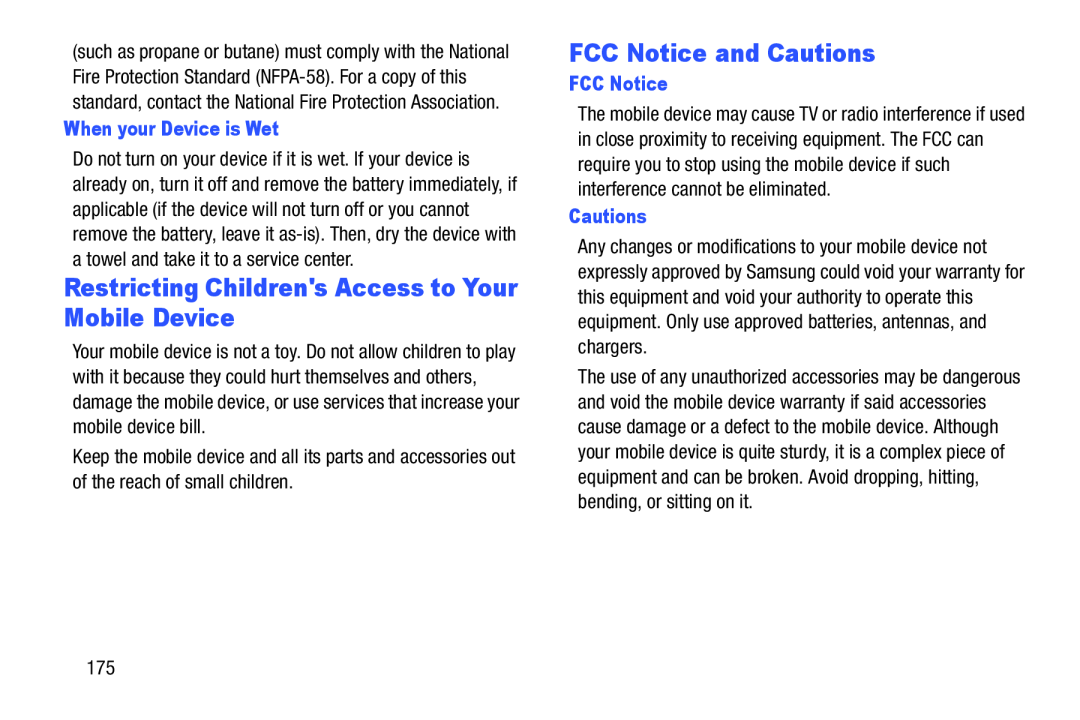 Restricting Children's Access to Your Mobile Device FCC Notice and Cautions