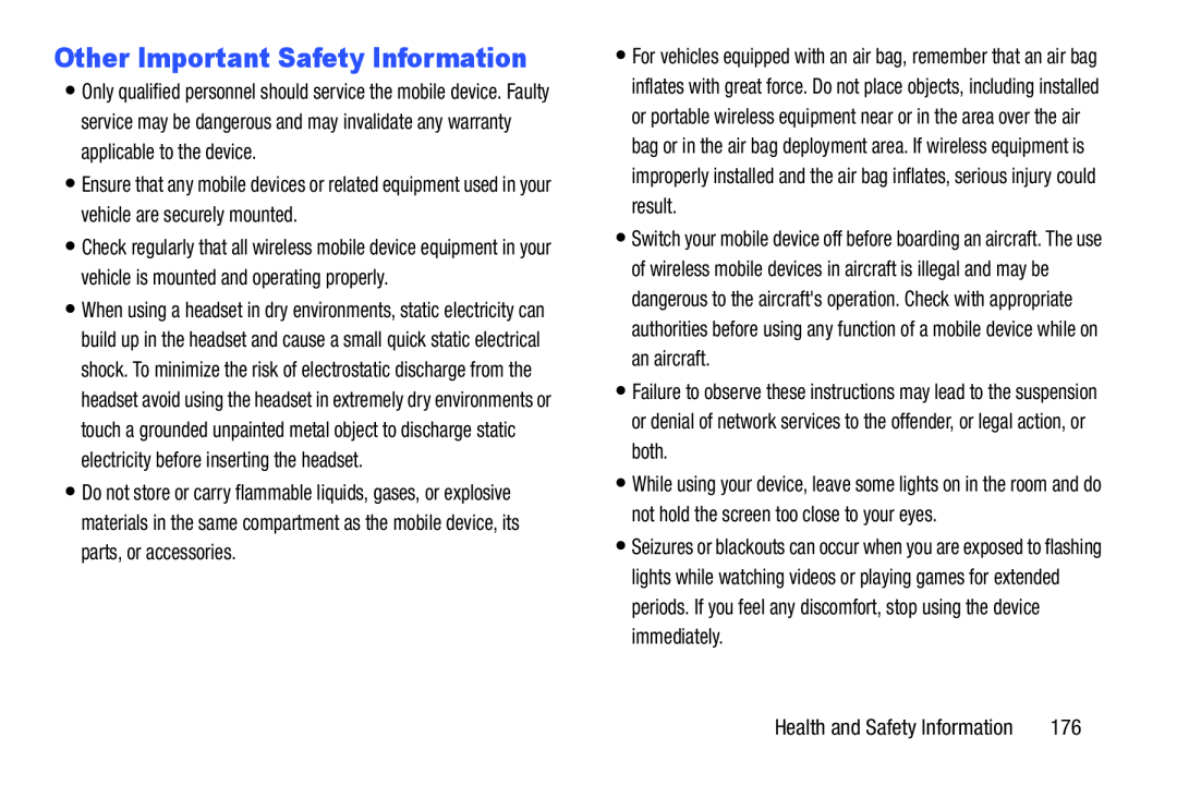 Other Important Safety Information Galaxy Note Pro 12.2 Wi-Fi