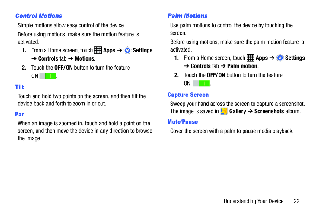 Control Motions Palm Motions