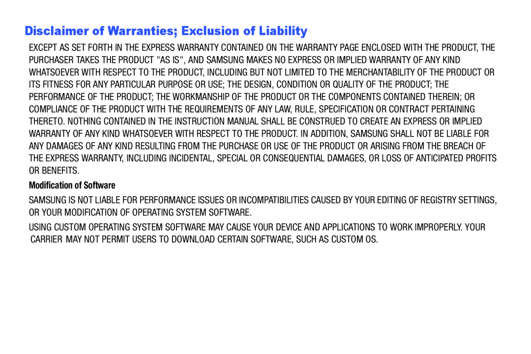 Disclaimer of Warranties; Exclusion of Liability Galaxy Note Pro 12.2 Wi-Fi