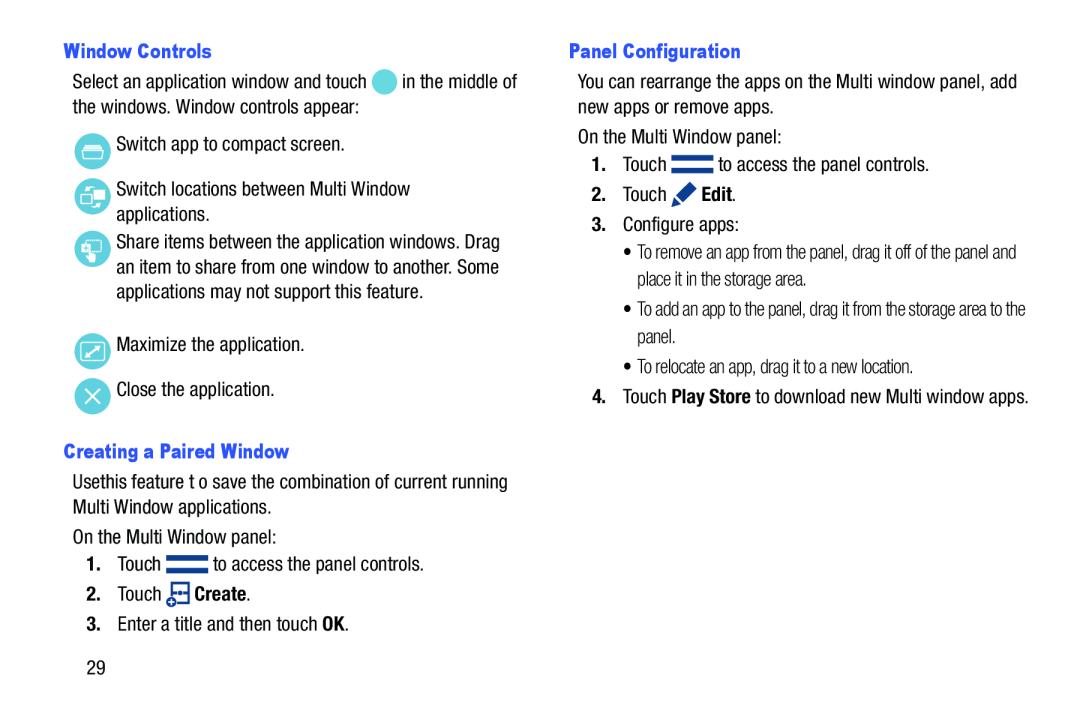 Switch app to compact screen Switch locations between Multi Window applications