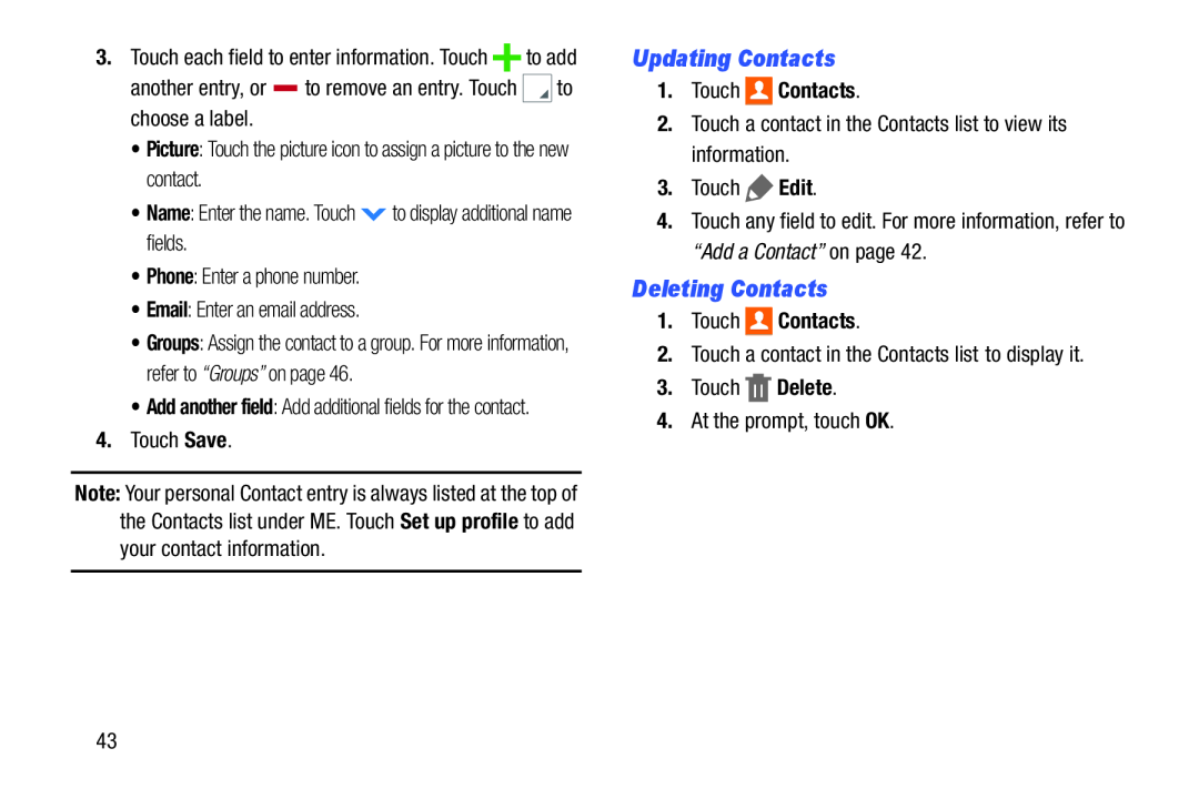 Deleting Contacts Galaxy Note Pro 12.2 Wi-Fi