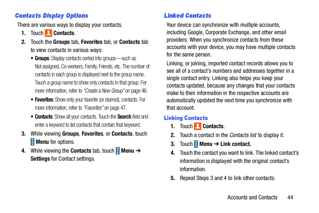 Linked Contacts Galaxy Note Pro 12.2 Wi-Fi