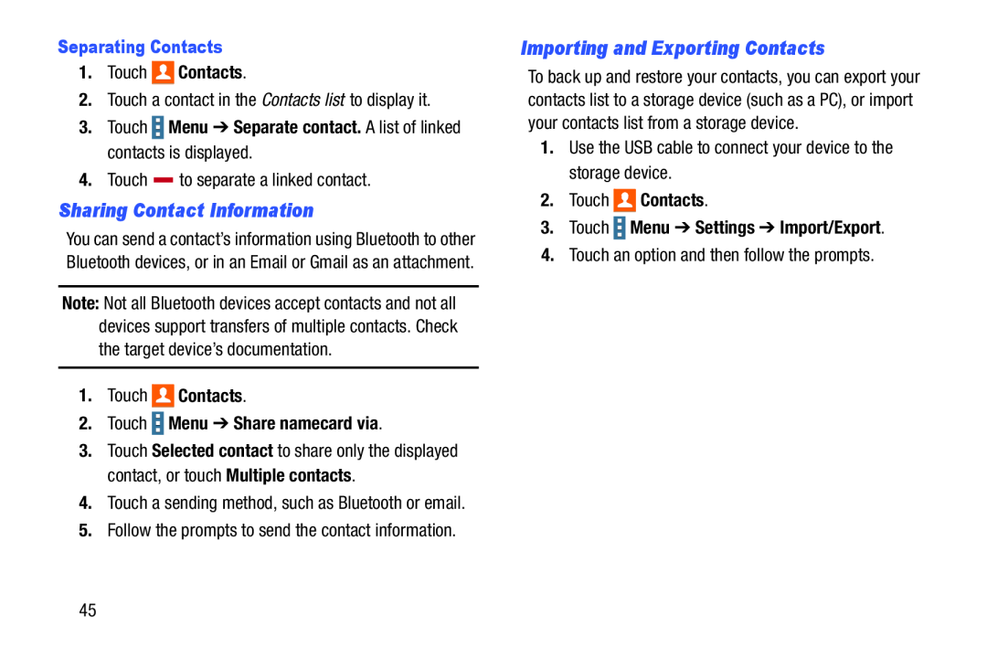 Sharing Contact Information Importing and Exporting Contacts