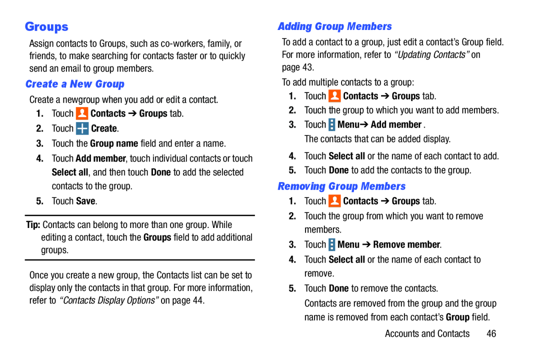 Removing Group Members Galaxy Note Pro 12.2 Wi-Fi