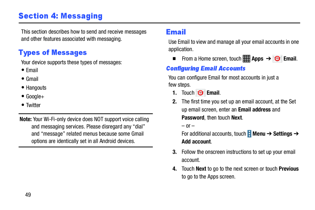 Configuring Email Accounts Types of Messages