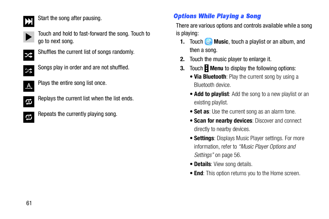 Options While Playing a Song Galaxy Note Pro 12.2 Wi-Fi