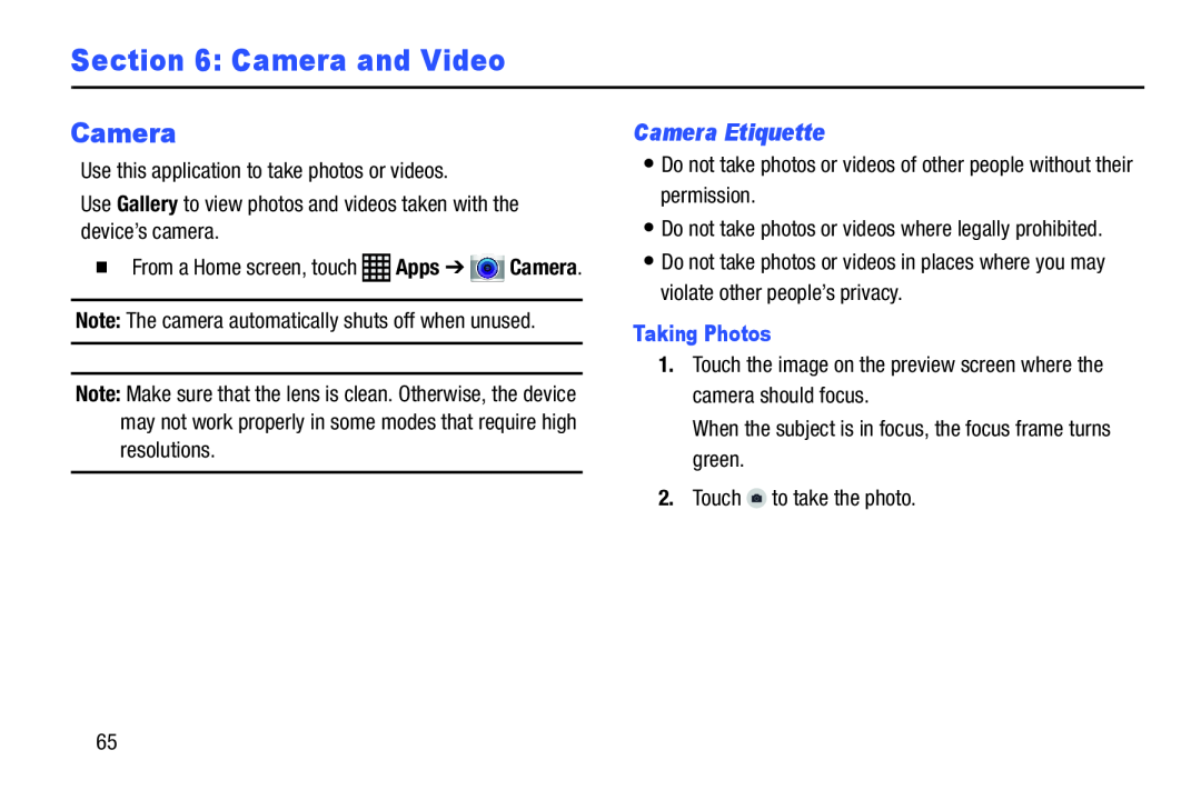 Section 6: Camera and Video Galaxy Note Pro 12.2 Wi-Fi