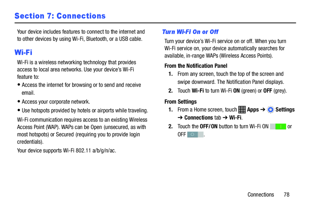 Section 7: Connections Galaxy Note Pro 12.2 Wi-Fi