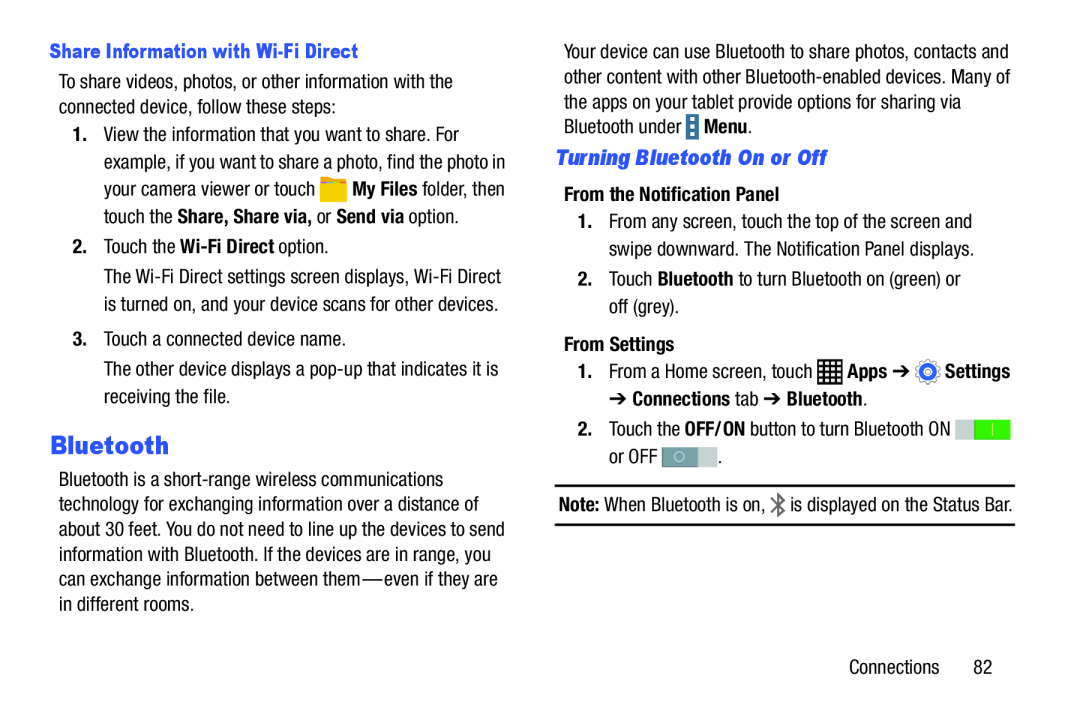 Turning Bluetooth On or Off