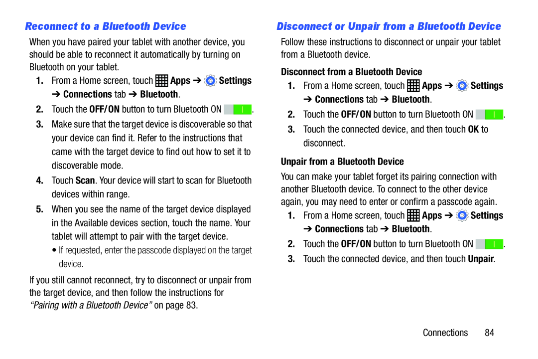 Reconnect to a Bluetooth Device Galaxy Note Pro 12.2 Wi-Fi