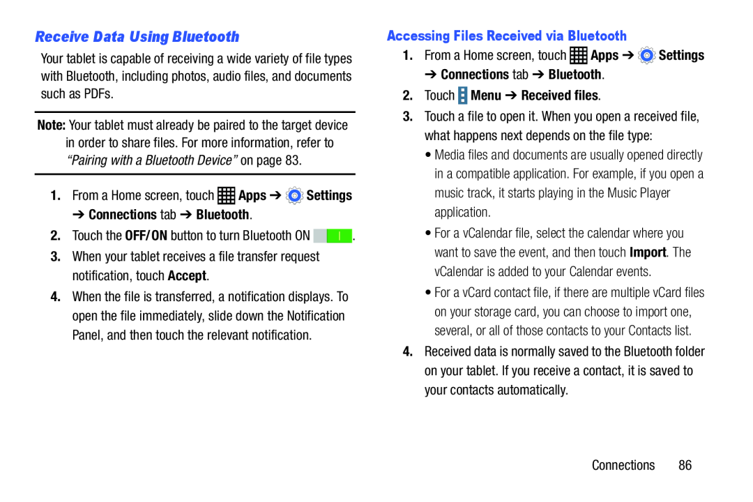 Receive Data Using Bluetooth Galaxy Note Pro 12.2 Wi-Fi